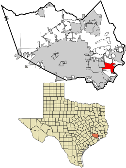 Location in Harris County and the state of Texas