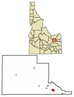 Location of Rigby in Jefferson County, Idaho.