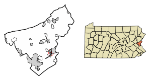 Location of West Easton in Northampton County, Pennsylvania.