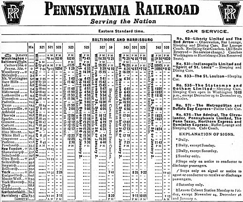 PRR 1955 schedule