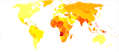 Peptic ulcer disease world map - DALY - WHO2004