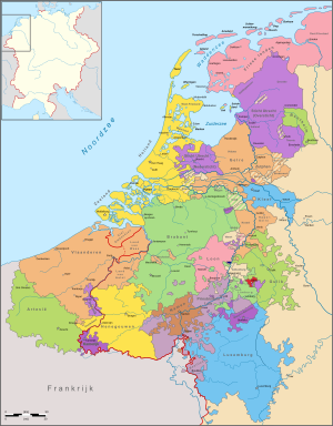 Political map of the Low Countries (1350)-NL