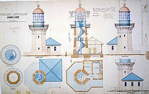 Smoky Cape Light, lighthouse plans, 1888
