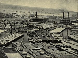 Tarbell 1904 Fleet of Oil Boats at Oil City 1864