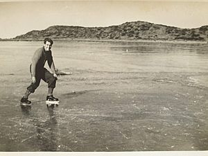 Clive French skating on Lake Youl c. 1950