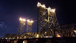 Interstate Bridge with Overhead Lights