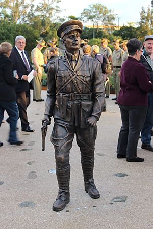 Life-sized bronze statue Lieutenant Duncan Chapman, first man ashore at Gallipoli on 25 April 1915