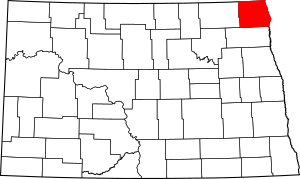 Map of North Dakota highlighting Pembina County