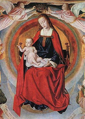 Master of Moulins - Madonna Enthroned with Saints (detail) - WGA14457
