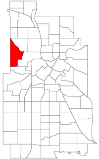 Location of Willard-Hay within the U.S. city of Minneapolis