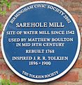 Tolkien's Sarehole Mill blue plaque-persp