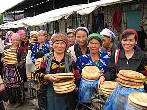 Urgut Sunday market bread sellers