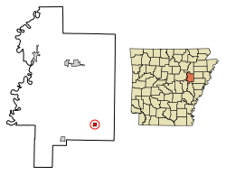 Location of Hunter in Woodruff County, Arkansas.