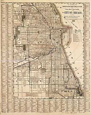 1886 Chicago map by Rand McNally
