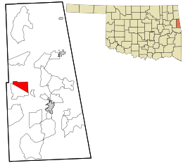 Location within Adair County and the state of Oklahoma