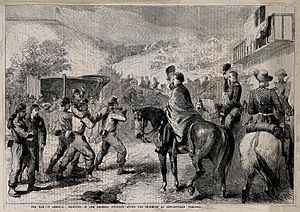 American Civil War officers saluting the wounded being broug Wellcome V0015312