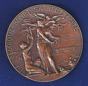 Belgium 1919 Medal by Dubois Occupation of Germany after the Peace of Versailles, obverse