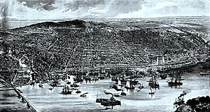Bird's eye view of Montreal 1889