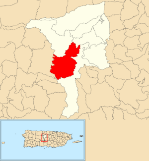 Location of Cialitos within the municipality of Ciales shown in red