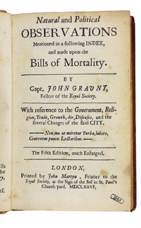 Title page of the fifth edition of Graunt's' Observations on the Bills of Mortality (1676)