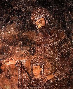 King Stefan Uroš I with his son Stefan Dragutin