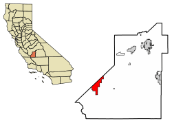 Location of Avenal in Kings County, California.