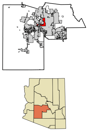 Location of Glendale in Maricopa County, Arizona