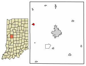 Location of Waynetown in Montgomery County, Indiana.