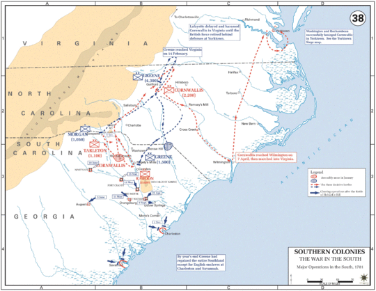 Revolutionary War - Major Operations in the South 1781.Dean.USMA.edu.history