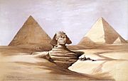 The Great Sphinx, Pyramids of Gizeh-1839) by David Roberts, RA
