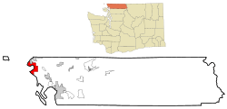 Location of Birch Bay within Whatcom County, Washington