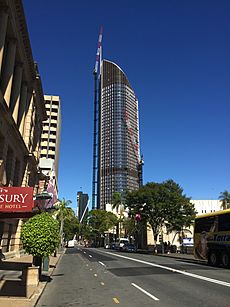 William Street outside Land Administration Building with 1 William Street in the distance, Brisbane, August 2016