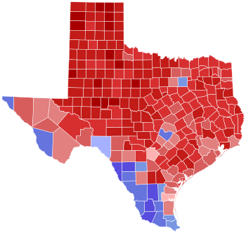 2014 Texas gubernatorial election results map by county