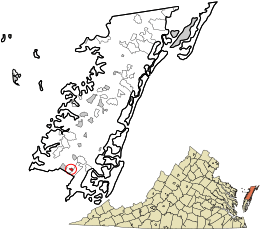 Accomack County Virginia incorporated and unincorporated areas Savage Town highlighted