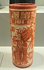 Cylinder Vase with dancing maize god, 675-725 AD, Maya culture, eastern Peten lowlands, Guatemala or Belize, earthenware with slip - Gardiner Museum, Toronto - DSC01183