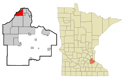 Location of the city of Mendota Heightswithin Dakota County, Minnesota