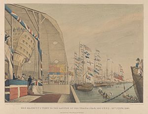 Her Majesty's Visit to the Launch of the Trafalgar, 120 Guns, 21st June 1841 RMG PY0915