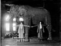 Jackson students E. Beattie and M. D. Rourke with Jumbo, 1922