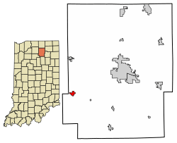 Location of Mentone in Kosciusko County, Indiana.