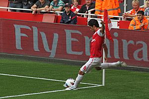 Mikel Arteta corner kick Arsenal vs Swansea