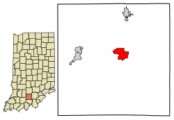 Location of Paoli in Orange County, Indiana.