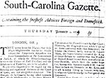 SC Gazette 1 4 1739 front page