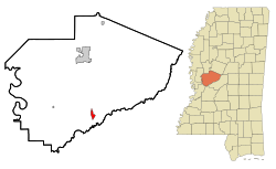 Location of Bentonia, Mississippi