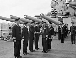 Admirals meet KG VI aboard HMS Duke of York 16-08-1943 IWM A 18577.jpg