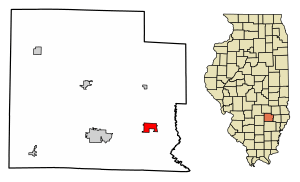 Location of Clay City in Clay County, Illinois.