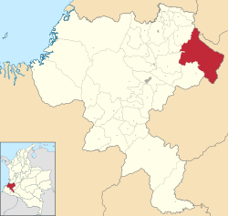Location of the municipality and town of Páez, Cauca in the Cauca Department of Colombia.