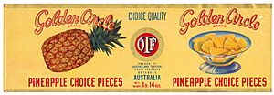 Golden Circle pineapple label, circa 1947