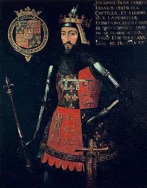 Late 15th century portrait of John of Gaunt, also depicting his coat of arms