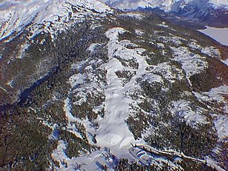 Aerial view of Mount Eyak ski area