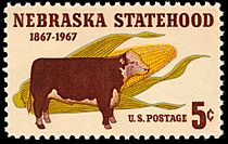 Nebraska statehood 1967 U.S. stamp.1